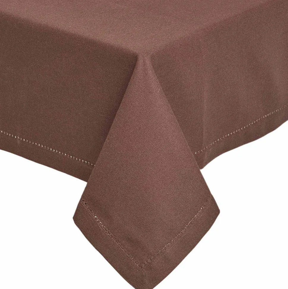 Nappe rectangulaire en 100% coton - Marron chocolat - 138 x 220 cm - HOMESCAPES - Lavable en machine