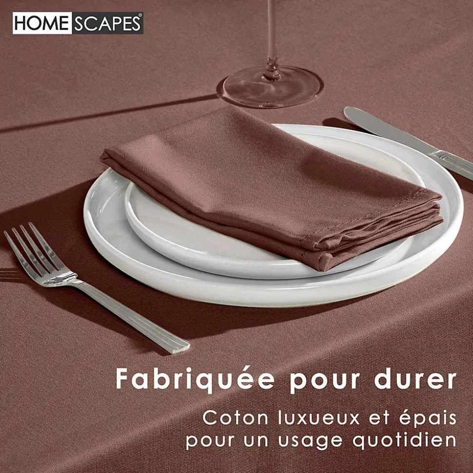 Nappe rectangulaire en 100% coton - Marron chocolat - 138 x 220 cm - HOMESCAPES - Lavable en machine