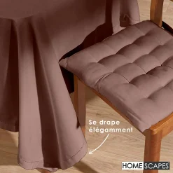 Nappe rectangulaire en 100% coton - Marron chocolat - 138 x 220 cm - HOMESCAPES - Lavable en machine