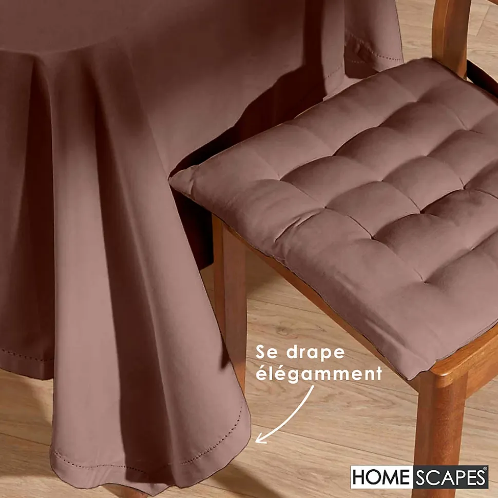 Nappe rectangulaire en 100% coton - Marron chocolat - 138 x 220 cm - HOMESCAPES - Lavable en machine