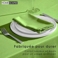 Nappe rectangulaire en 100% coton - citron vert - 137 x 178 cm - HOMESCAPES - Lavable en machine