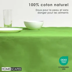 Nappe rectangulaire en 100% coton - citron vert - 137 x 178 cm - HOMESCAPES - Lavable en machine
