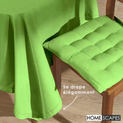 Nappe rectangulaire en 100% coton - citron vert - 137 x 178 cm - HOMESCAPES - Lavable en machine