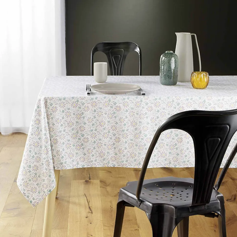 Nappe rectangulaire 140x240 cm Florelle taupe microfibre