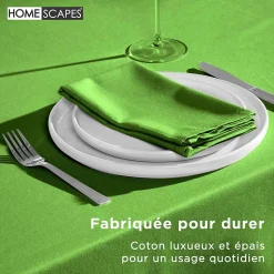 Nappe ronde en 100% coton - citron vert - 178 cm - HOMESCAPES - Lavable en machine