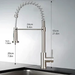 NETTLIFE Robinet cuisine avec douchette extractible mitigeur 2 jets haute pression nickel