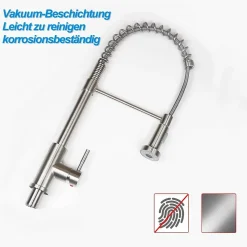 NETTLIFE Robinet cuisine avec douchette extractible mitigeur 2 jets haute pression nickel