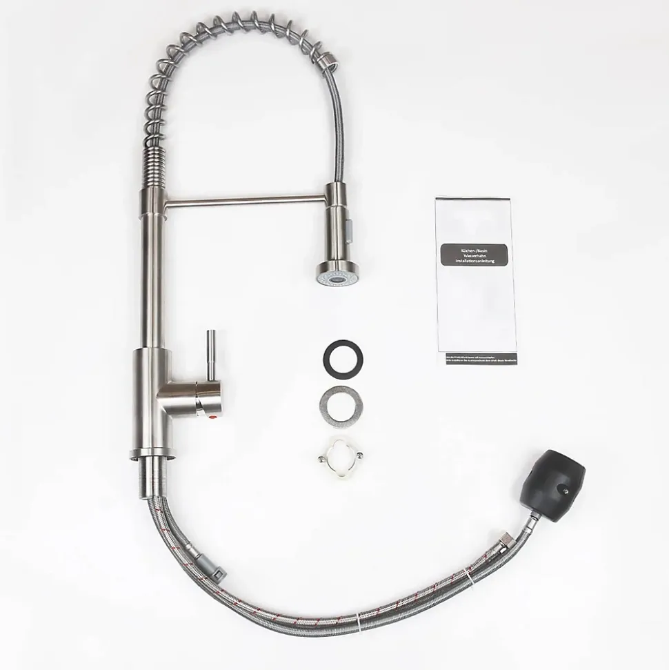 NETTLIFE Robinet cuisine avec douchette extractible mitigeur 2 jets haute pression nickel