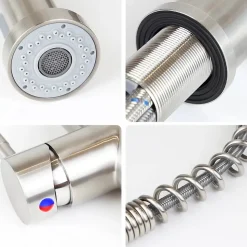 NETTLIFE Robinet cuisine avec douchette extractible mitigeur 2 jets haute pression nickel