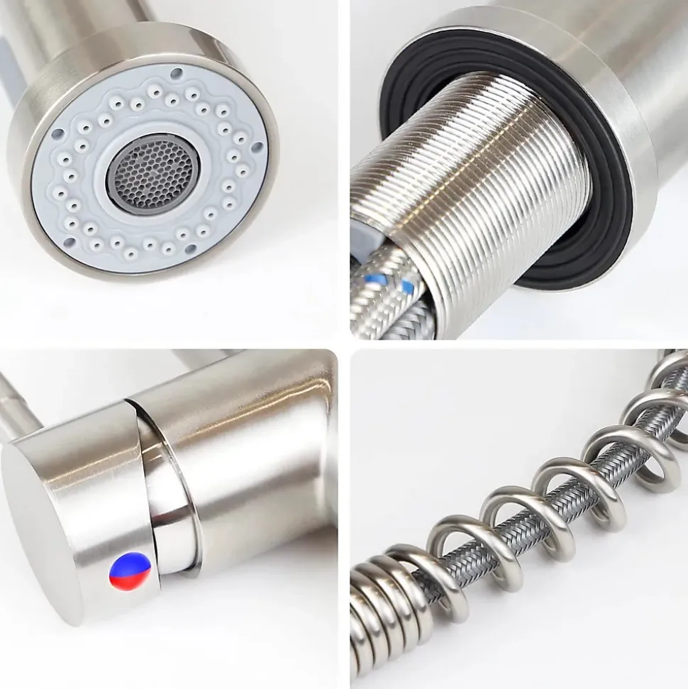 NETTLIFE Robinet cuisine avec douchette extractible mitigeur 2 jets haute pression nickel