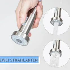 NETTLIFE Robinet cuisine avec douchette extractible mitigeur 2 jets haute pression nickel