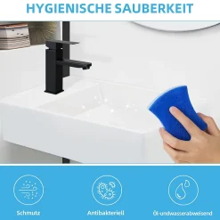 NETTLIFE vasque à poser, Lavabo de salle de bain céramique Blanc - Vasque carrée L40 x P22cm