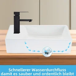 NETTLIFE vasque à poser, Lavabo de salle de bain céramique Blanc - Vasque carrée L40 x P22cm