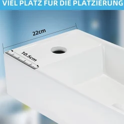 NETTLIFE vasque à poser, Lavabo de salle de bain céramique Blanc - Vasque carrée L40 x P22cm