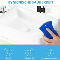 NETTLIFE vasque à poser, Lavabo de salle de bain carrée en céramique effet lotus L48 x P37cm