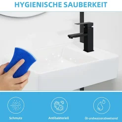 NETTLIFE vasque à poser, Lavabo de salle de bain céramique Blanc - Vasque carrée L40 x P22cm