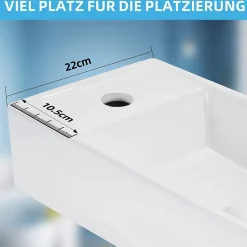 NETTLIFE vasque à poser, Lavabo de salle de bain céramique Blanc - Vasque carrée L40 x P22cm