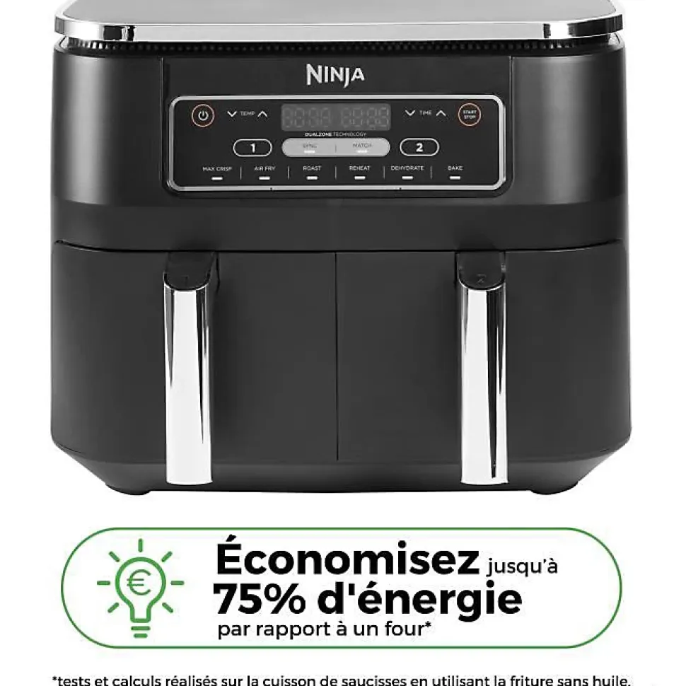 NINJA FOODI AF300EU - Friteuse sans huile Dual Zone - Fonctions Sync, Match - 6 modes de cuisson - 7,6L - 2400W