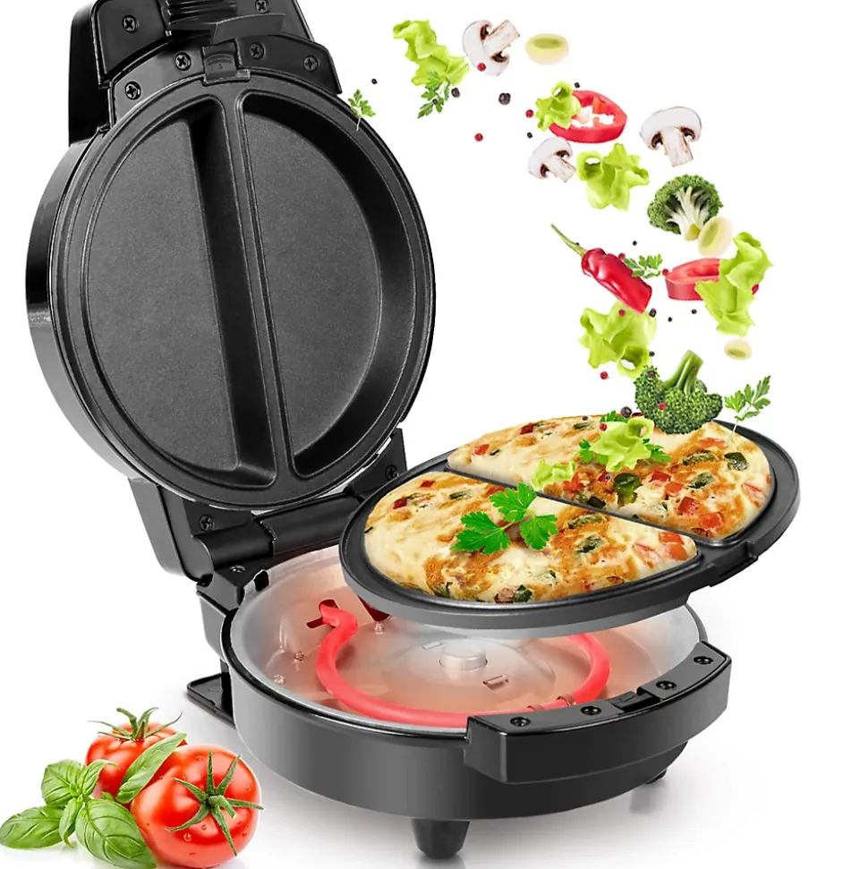 OM60 Cuiseur à omelettes électrique 600W 2x plaques antiadhésives amovibles Poignée isolante Préparation des oeufs Duronic