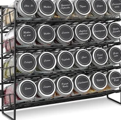 Organisateur à épices empilable à 4 niveaux en métal noir