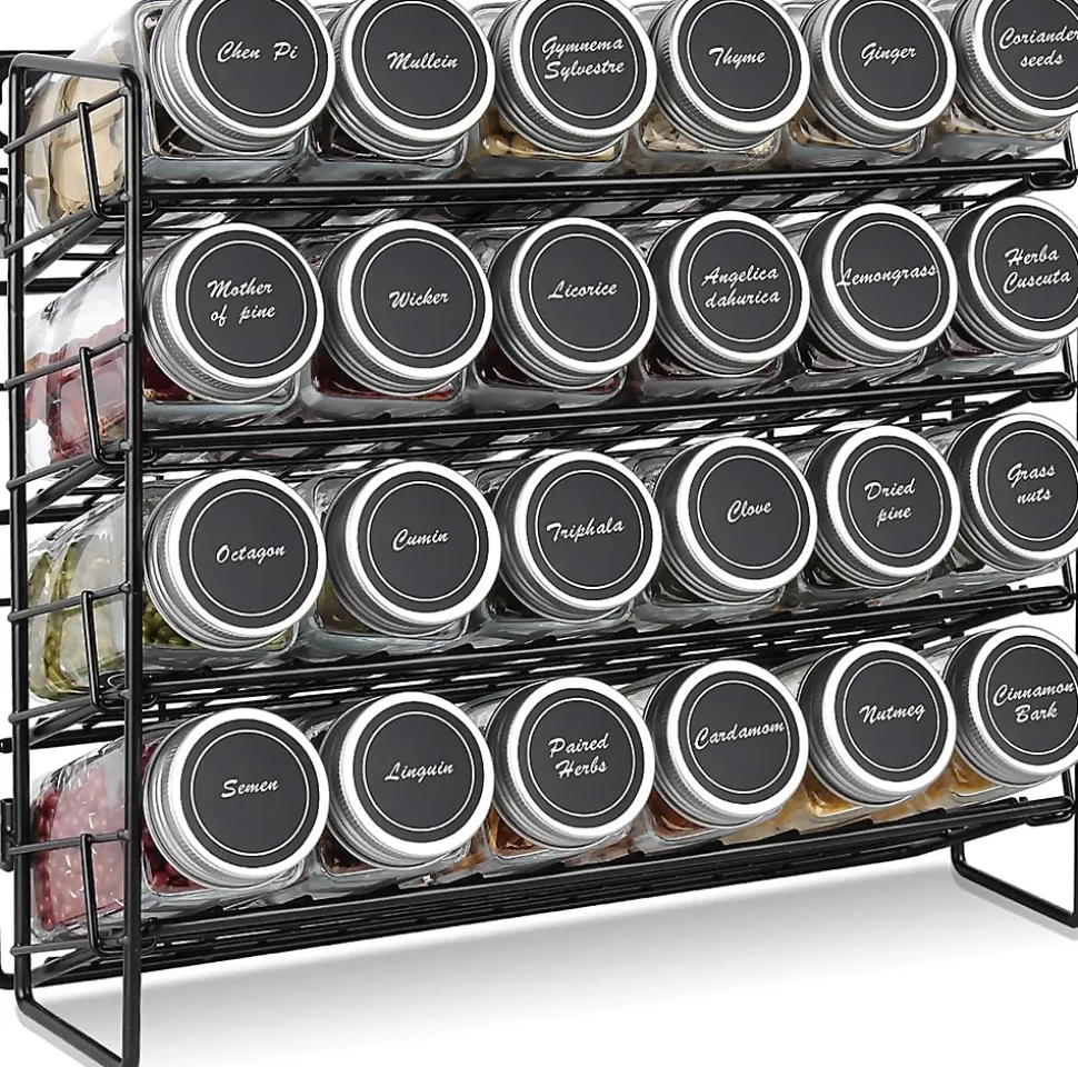 Organisateur à épices empilable à 4 niveaux en métal noir