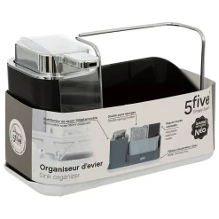Organiseur évier avec distributeur 300ml Gris noir Néo - 5Five