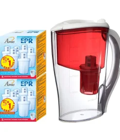 Pack 12 Cartouches et carafe filtrante rouge offerte