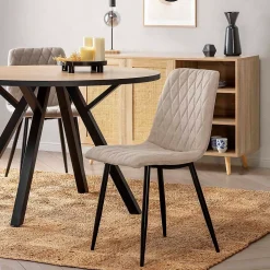 Pack 4 chaises Abril recouvertes de tissu beige