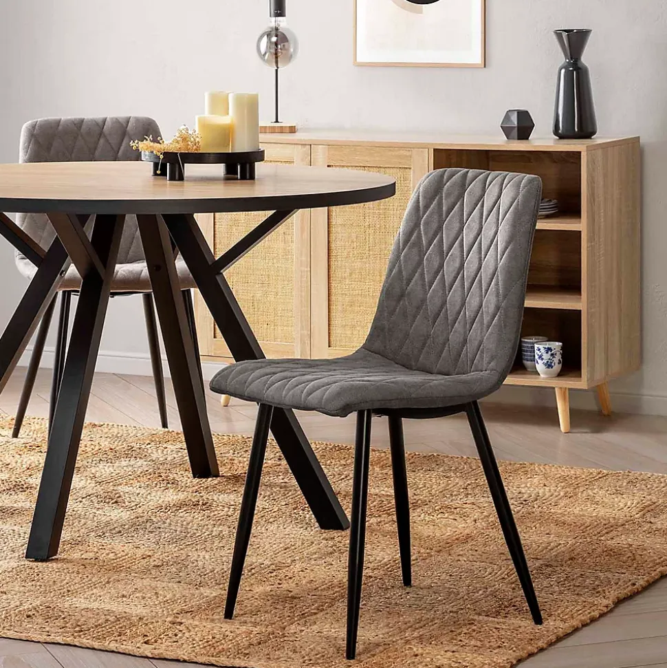 Pack 4 chaises Abril recouvertes de tissu gris