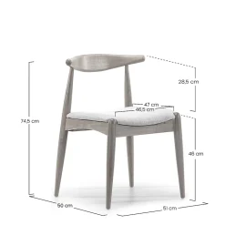 Pack 2 chaises Corzo, Couleur Chêne, Bois Massif, 52,5 cm x 50 cm x 74.5 cm