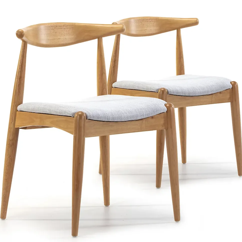 Pack 2 chaises Corzo, Couleur Chêne, Bois Massif, 52,5 cm x 50 cm x 74.5 cm