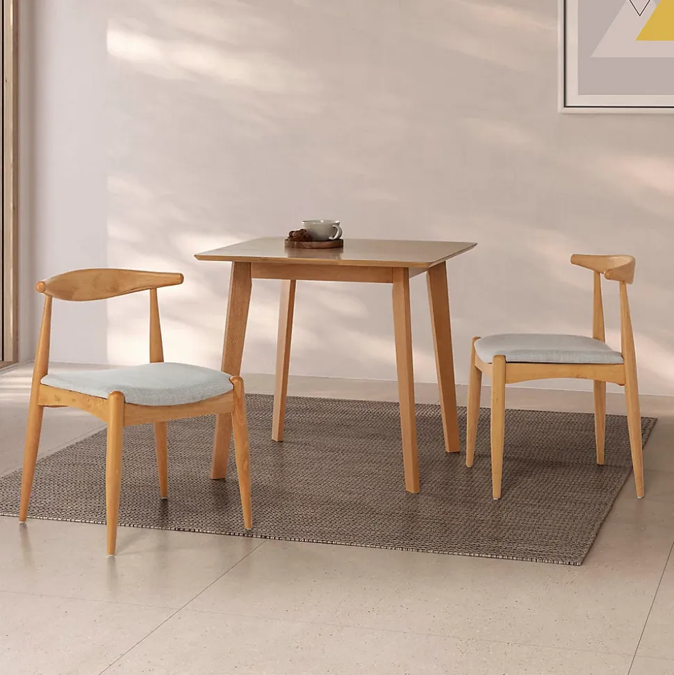 Pack 2 chaises Corzo, Couleur Chêne, Bois Massif, 52,5 cm x 50 cm x 74.5 cm