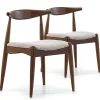 Pack 2 chaises Corzo, Couleur Noyer, Bois Massif, 52,5 cm x 50 cm x 74.5 cm