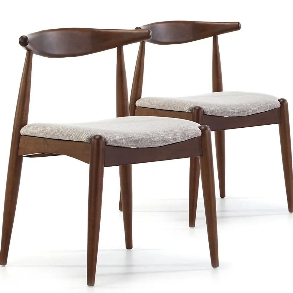 Pack 2 chaises Corzo, Couleur Noyer, Bois Massif, 52,5 cm x 50 cm x 74.5 cm
