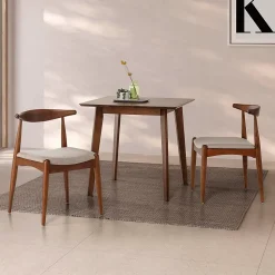 Pack 2 chaises Corzo, Couleur Noyer, Bois Massif, 52,5 cm x 50 cm x 74.5 cm