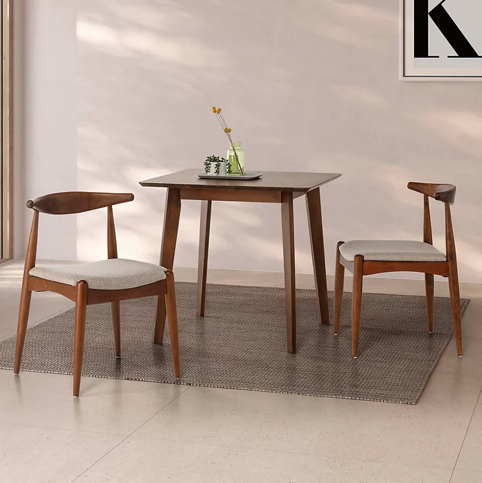 Pack 2 chaises Corzo, Couleur Noyer, Bois Massif, 52,5 cm x 50 cm x 74.5 cm