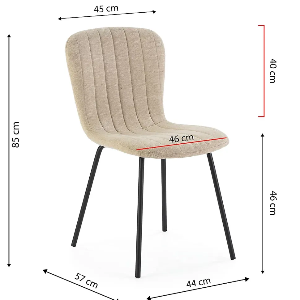 Pack 4 chaises Lucky recouvertes de tissu beige