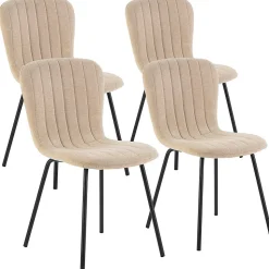 Pack 4 chaises Lucky recouvertes de tissu beige