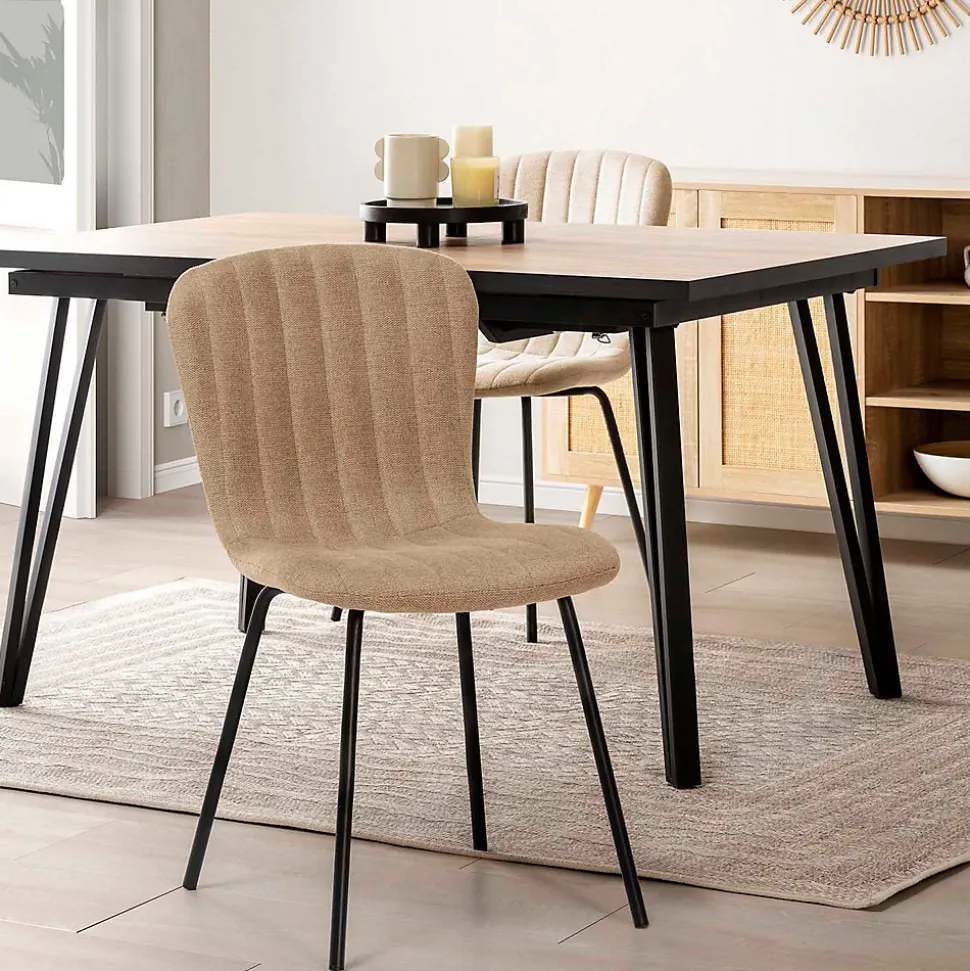 Pack 4 chaises Lucky recouvertes de tissu beige