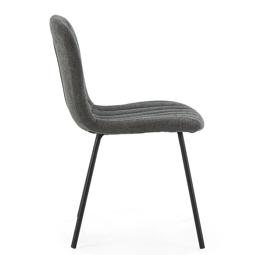 Pack 4 chaises Lucky recouvertes de tissu gris foncé