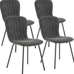 Pack 4 chaises Lucky recouvertes de tissu gris foncé