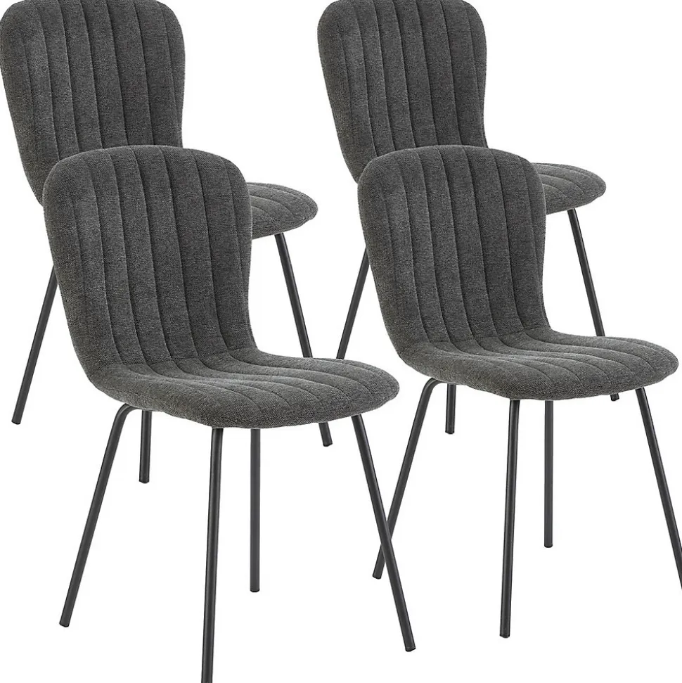 Pack 4 chaises Lucky recouvertes de tissu gris foncé