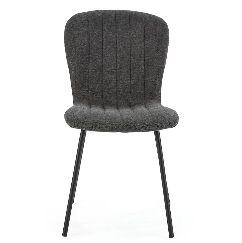 Pack 4 chaises Lucky recouvertes de tissu gris foncé