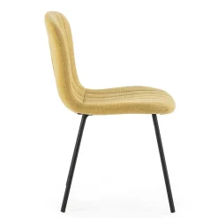Pack 4 chaises Lucky recouvertes de tissu moutarde