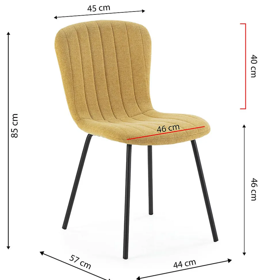 Pack 4 chaises Lucky recouvertes de tissu moutarde