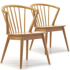 Pack 2 chaises Mura, Couleur Chêne, Bois Massif, 55 cm x 58,5 cm x 84 cm
