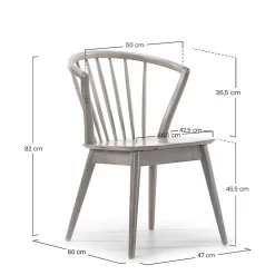 Pack 2 chaises Mura, Couleur Chêne, Bois Massif, 55 cm x 58,5 cm x 84 cm