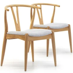 Pack 2 chaises Rustic, Couleur Chêne, Bois Massif, 55 cm x 54,5 cm x 76 cm