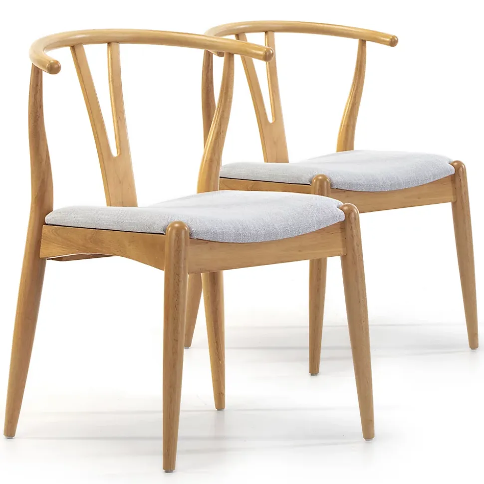 Pack 2 chaises Rustic, Couleur Chêne, Bois Massif, 55 cm x 54,5 cm x 76 cm