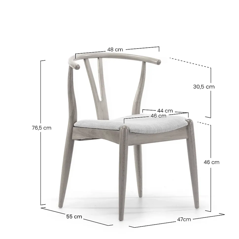 Pack 2 chaises Rustic, Couleur Chêne, Bois Massif, 55 cm x 54,5 cm x 76 cm